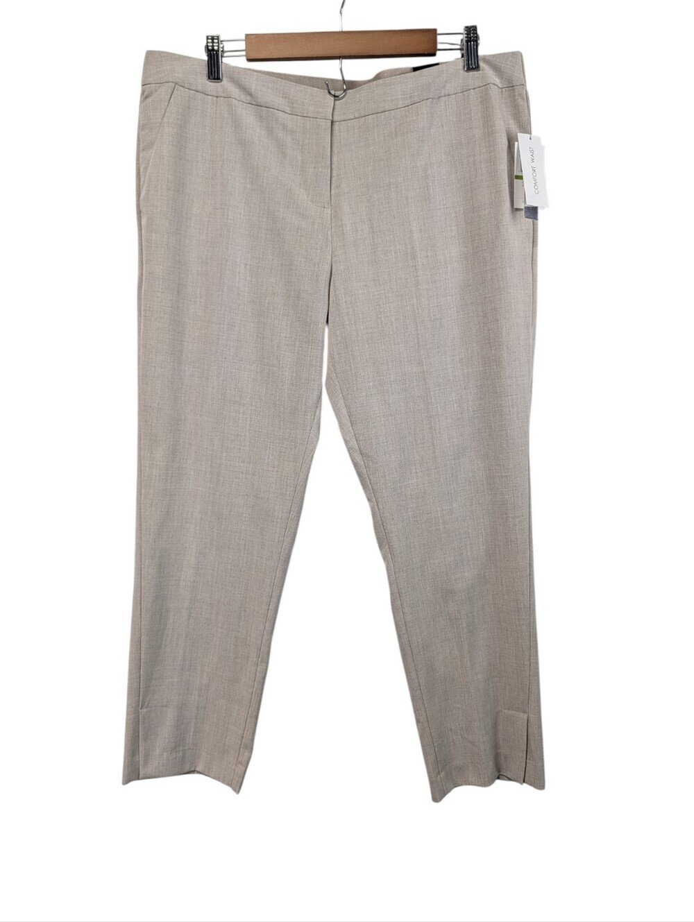 Amanda + Chelsea Beige Comfort Waist Straight Leg Pants Size 14 Contemporary Fit